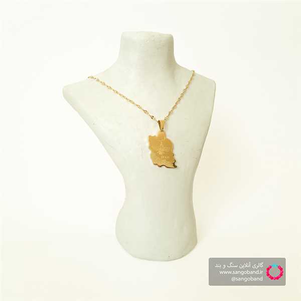 گردنبند استیل طلایی طرح نقشه ایران