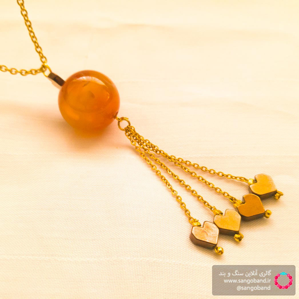 گردنبند بلند عقیق دنباله دار