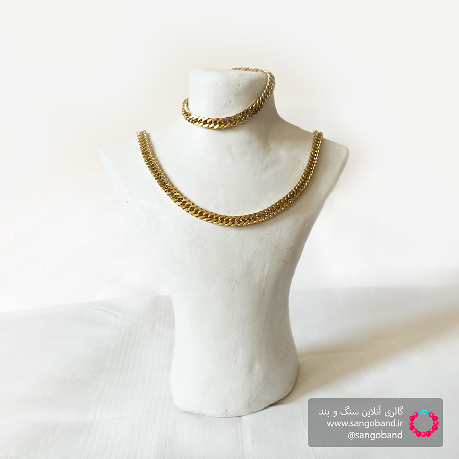 دستبند و گردنبند کارتیه استیل طلایی